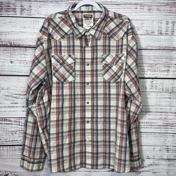 Wrangler Jeans Co 3XL Plaid Cotton Casual Shirt Pearl Snap L/S Western Cowboy - Picture 2 of 10